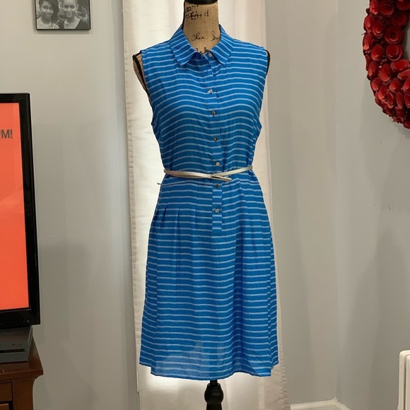 Covington Sleeveless Blue Striped Dress - size 14 - Picture 7 of 8